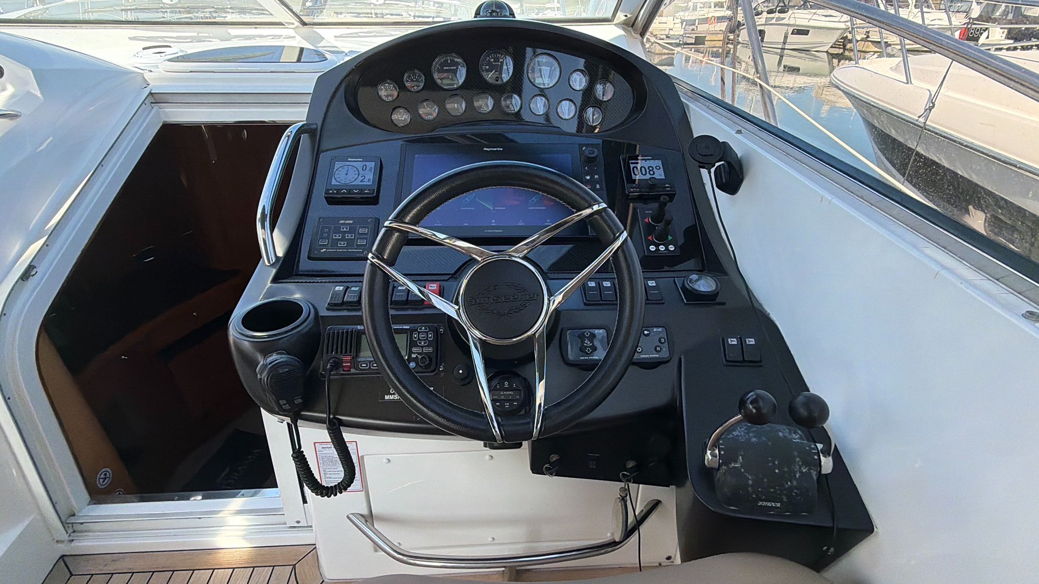 Helm controls and instrument panel